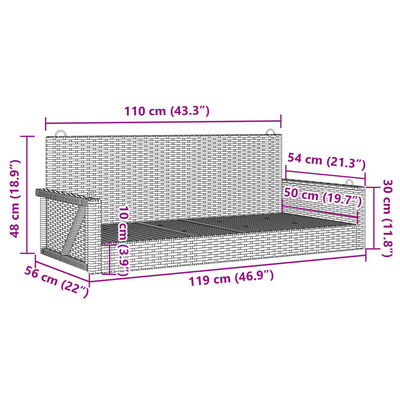 vidaXL Balancelle gris 119x56x48 cm résine tressée