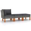vidaXL Salon de jardin 3pcs R&eacute;sine tress&eacute;e et bois d'eucalyptus massif