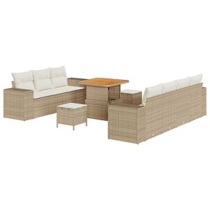 vidaXL Ensemble de canap&eacute; de jardin 10 pcs Beige polyrotin