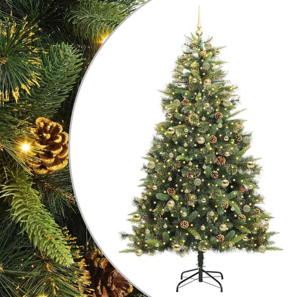 vidaXL Sapin de No&euml;l artificiel avec branches pliables et c&ocirc;nes 240 cm