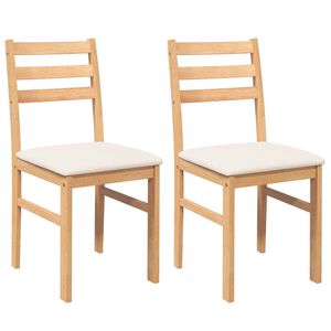 vidaXL Chaises &agrave; manger coussins 2 pcs bois massif caoutchouc
