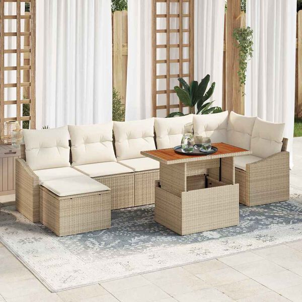 vidaXL Ensemble de canap&eacute; de jardin 8 pcs Beige Poly rotin