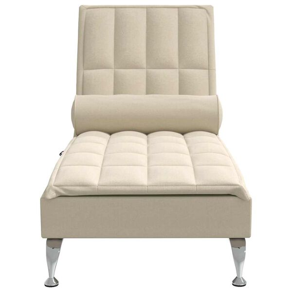 vidaXL Chaise longue de massage avec traversin crème tissu
