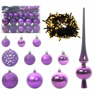 vidaXL Ensemble de Boules de No&euml;l 61 pc 150 LED Blanc chaud &Oslash; 6 cm
