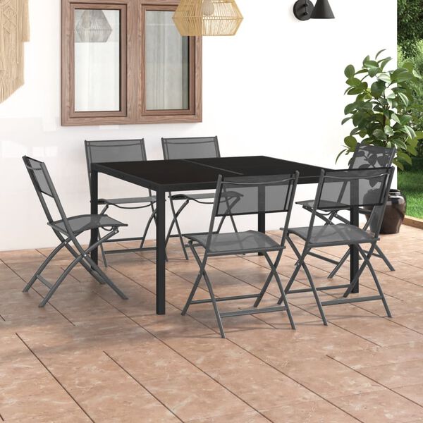 vidaXL Mobilier de salle &agrave; manger d'ext&eacute;rieur 7 pcs Acier