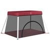 vidaXL Parc pour b&eacute;b&eacute; avec matelas Rouge Tissu de lin
