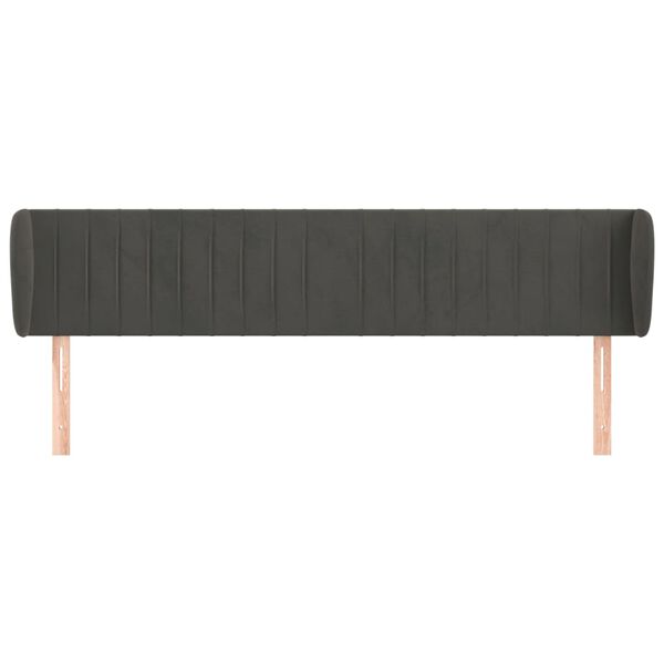 vidaXL T&ecirc;te de lit avec oreilles Gris fonc&eacute; 183x23x78/88 cm Velours