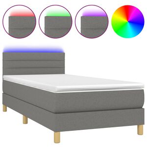 vidaXL Sommier &agrave; lattes de lit et matelas et LED Gris fonc&eacute; 100x200 cm