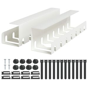 vidaXL Plateau de gestion de c&acirc;bles sous le bureau 2 pc Blanc