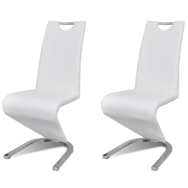 vidaXL Chaises &agrave; manger lot de 2 blanc similicuir