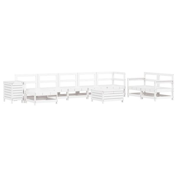 vidaXL Salon de jardin 10 pcs blanc bois de pin massif