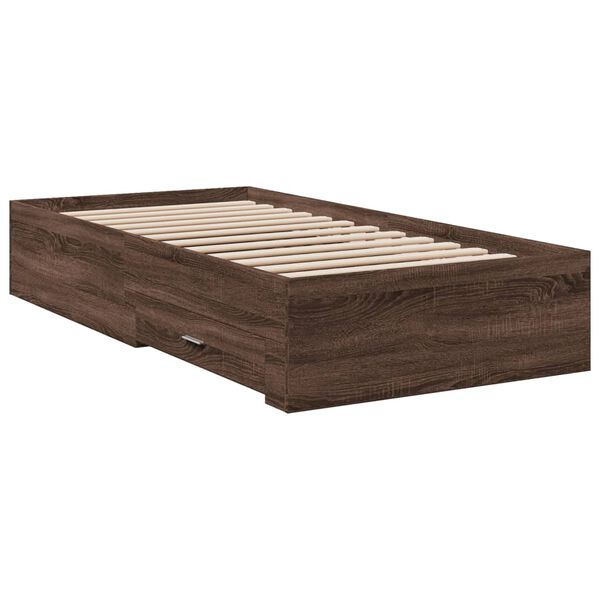 vidaXL Cadre de lit avec tiroirs sans matelas chêne marron 90x190 cm