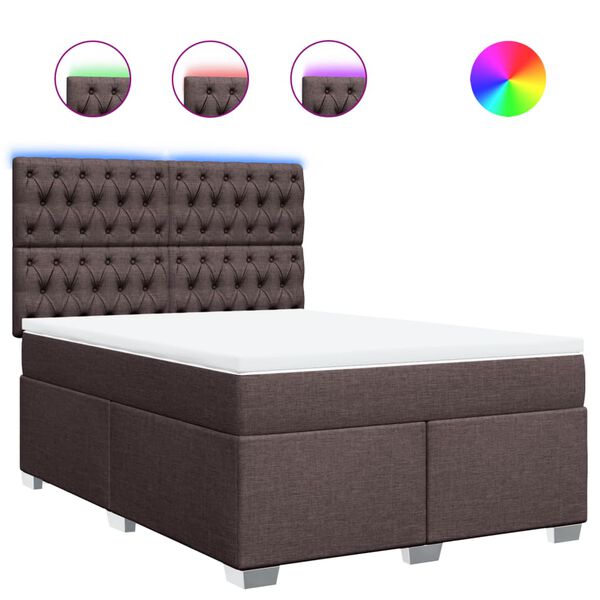 vidaXL Sommier &agrave; lattes de lit avec matelas Marron fonc&eacute; 140x190 cm