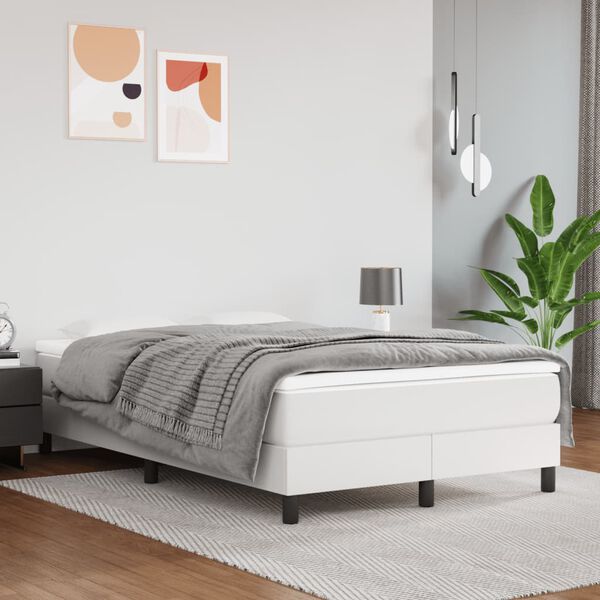 vidaXL Sommier &agrave; lattes de lit avec matelas Blanc 120x200cm Similicuir