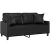 vidaXL Canap&eacute; 2 places avec oreillers d&eacute;coratifs noir 140cm similicuir