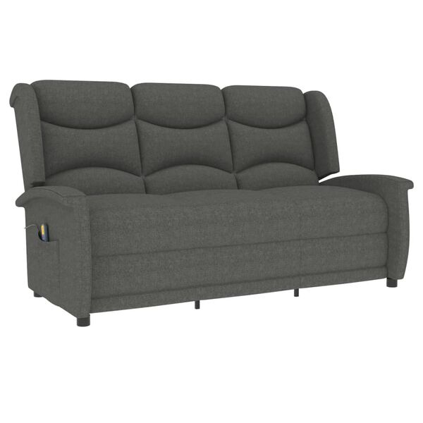 vidaXL Fauteuil de massage inclinable à 3 places gris clair tissu
