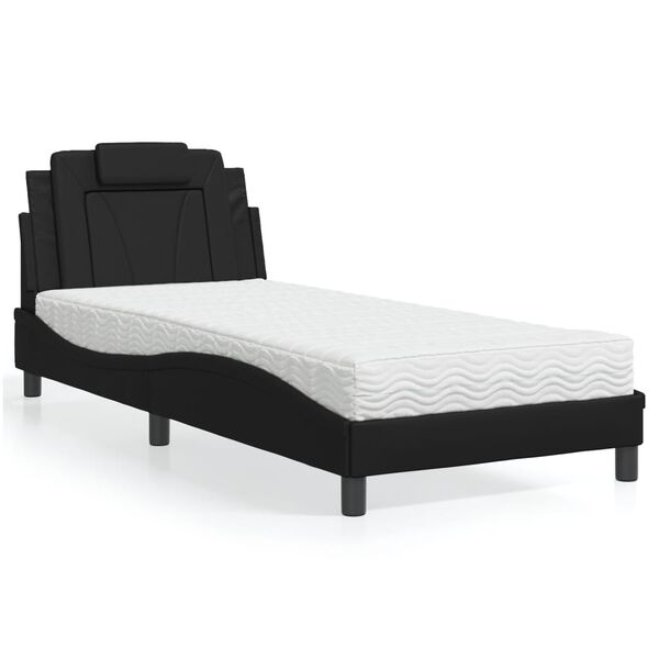 vidaXL Lit Viana avec matelas noir 80x200 cm similicuir