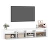 vidaXL Meuble TV avec lumi&egrave;res LED Blanc 210x35x40 cm