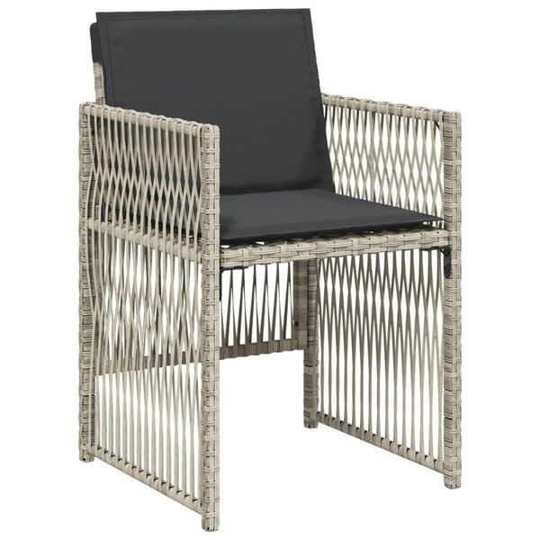 vidaXL Ensemble &agrave; manger de jardin et coussins 9 pcs gris clair rotin