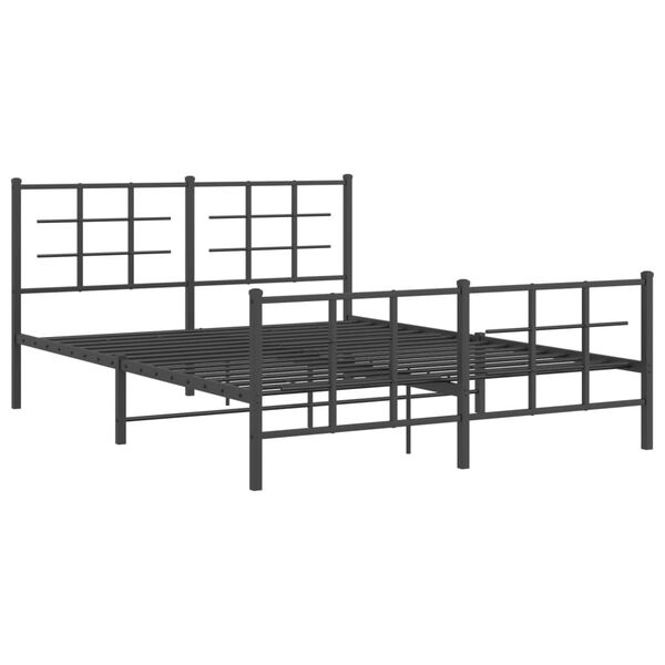 vidaXL Cadre de lit métal sans matelas avec pied de lit noir 150x200cm