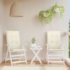 vidaXL Coussins de chaise de jardin dossier haut lot de 2 cr&egrave;me tissu