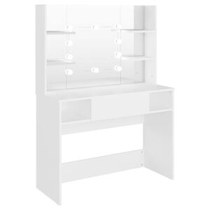 vidaXL Table de maquillage avec éclairage LED 100x40x135 cm MDF Blanc