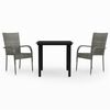 vidaXL Ensemble &agrave; manger de jardin 3 pcs Gris et noir