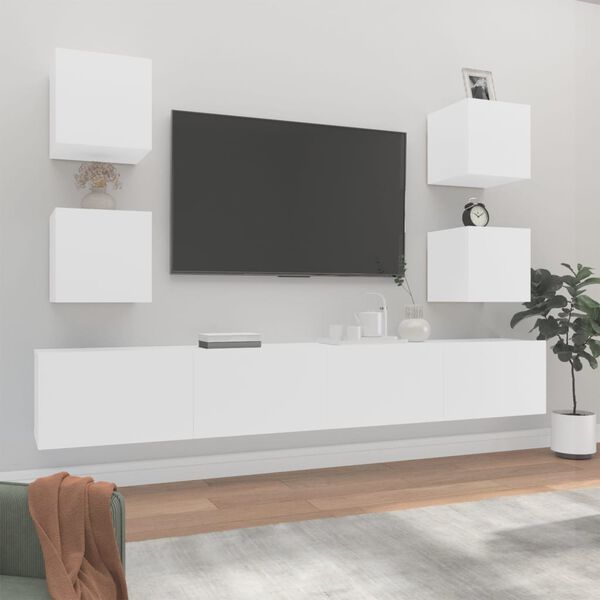 vidaXL Ensemble de meubles TV 6 pcs Blanc Bois d'ing&eacute;nierie
