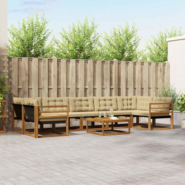 vidaXL Ensemble de canap&eacute;s d'ext&eacute;rieur 8 pcs Naturel et Beige