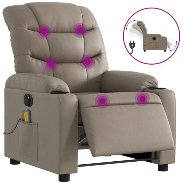 vidaXL Fauteuil de massage inclinable &eacute;lectrique cappuccino similicuir