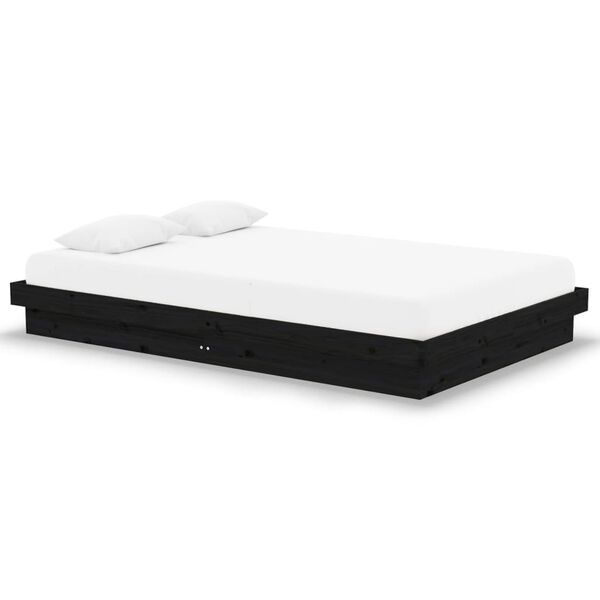 vidaXL Cadre de lit sans matelas noir bois massif