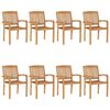 vidaXL Chaises de jardin empilables avec coussins lot de 8 Teck solide