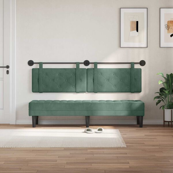vidaXL T&ecirc;te de lit suspendue Vert Mer 170 x 55 x 5 cm Velours