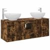 vidaXL Ensemble d'armoire de salle de bain 3 pc Ch&ecirc;ne fum&eacute;
