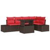 vidaXL Ensemble de canap&eacute; de jardin avec coussin 6 pcs Marron et rouge