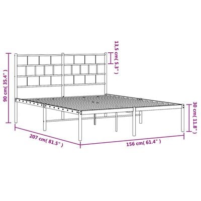 vidaXL Cadre de lit métal sans matelas et tête de lit blanc 150x200 cm