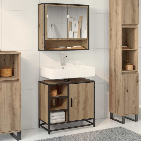 vidaXL Cabinet de salle de bain Ch&ecirc;ne artisanal 65 x 33 x 60 cm