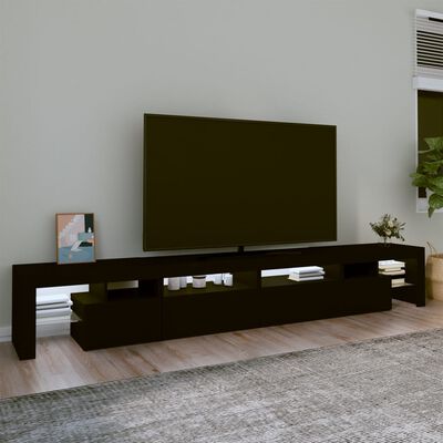 vidaXL Meuble TV avec lumières LED Noir 260x36,5x40 cm