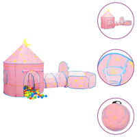 vidaXL Tente de jeu pour enfants avec 250 balles Rose 301x120x128 cm