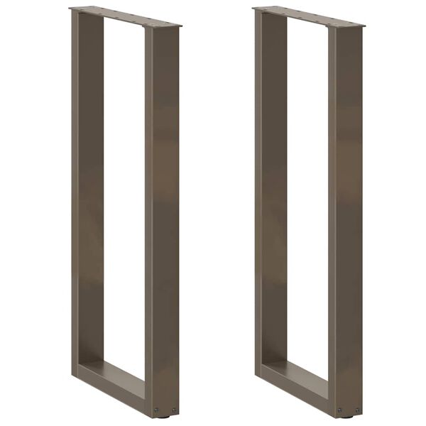 vidaXL Pieds de table de bar en forme de U, 2 pi&egrave;ces, acier naturel, 40 x (100-101) cm