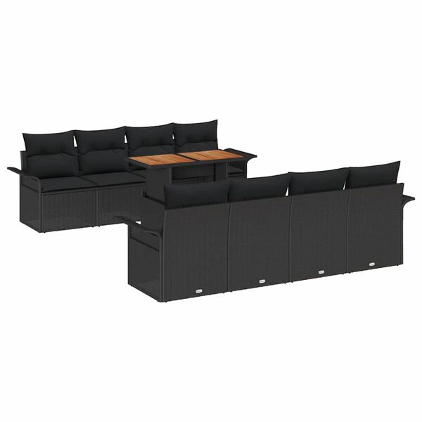vidaXL Ensemble de canap&eacute; de jardin avec coussin 7 pcs Noir