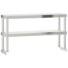 vidaXL Étagère de table de travail à 2 niveaux 110x30x65 cm inox