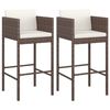 vidaXL Tabourets de bar lot de 2 avec coussins marron résine tressée