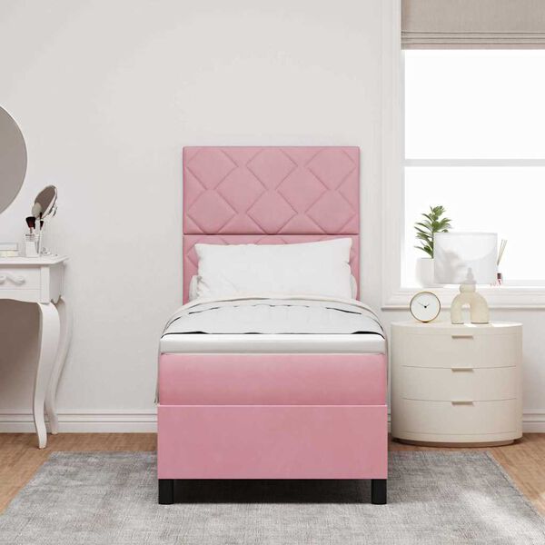 vidaXL Lit &agrave; ressort LED avec matelas Rose 80 x 200 cm Velours