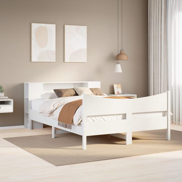 vidaXL Cadre de lit sans matelas blanc 140x200 cm bois de pin massif