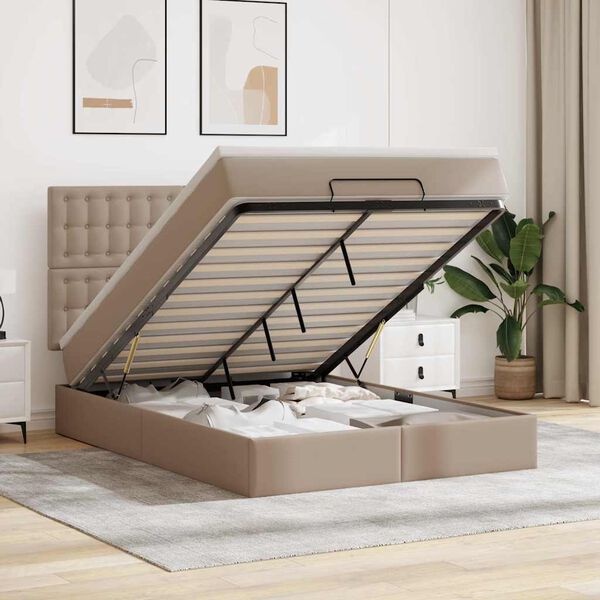 VidaXL Cadre de lit ottoman et matelas cappuccino 140x190cm similicuir