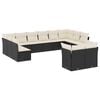 vidaXL Salon de jardin 12 pcs avec coussins noir r&eacute;sine tress&eacute;e