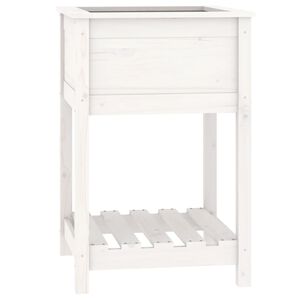 vidaXL Jardini&egrave;re avec &eacute;tag&egrave;re Blanc 54x54x81 cm Bois massif de pin