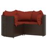 vidaXL Salon de jardin 4 pcs avec coussins Marron R&eacute;sine tress&eacute;e