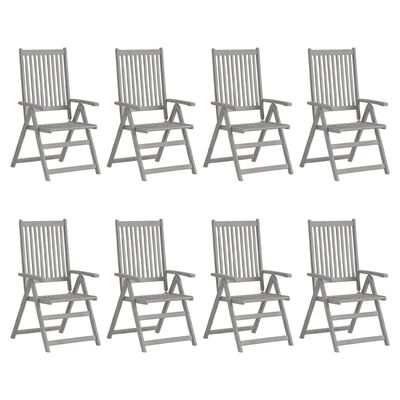 vidaXL Chaises inclinables de jardin lot de 8 Gris Bois solide acacia